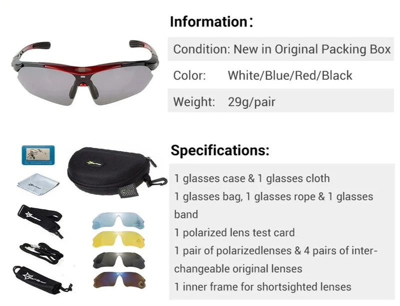 Óculos de Sol Apulso PRO à Prova de Vento - Kit Completo com Multi Lentes e Case